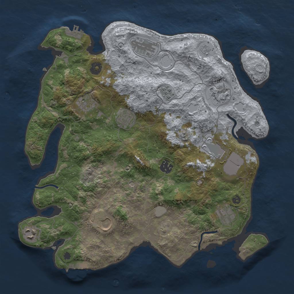 Rust Map: Procedural Map, Size: 3500, Seed: 2103218251, 17 Monuments