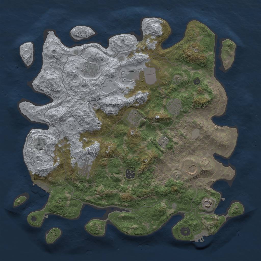 Rust Map: Procedural Map, Size: 4000, Seed: 32861, 18 Monuments
