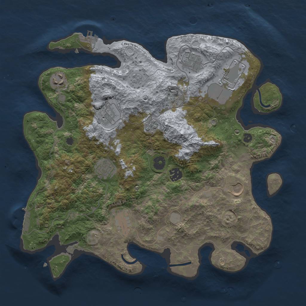 Rust Map: Procedural Map, Size: 3500, Seed: 45254532, 17 Monuments