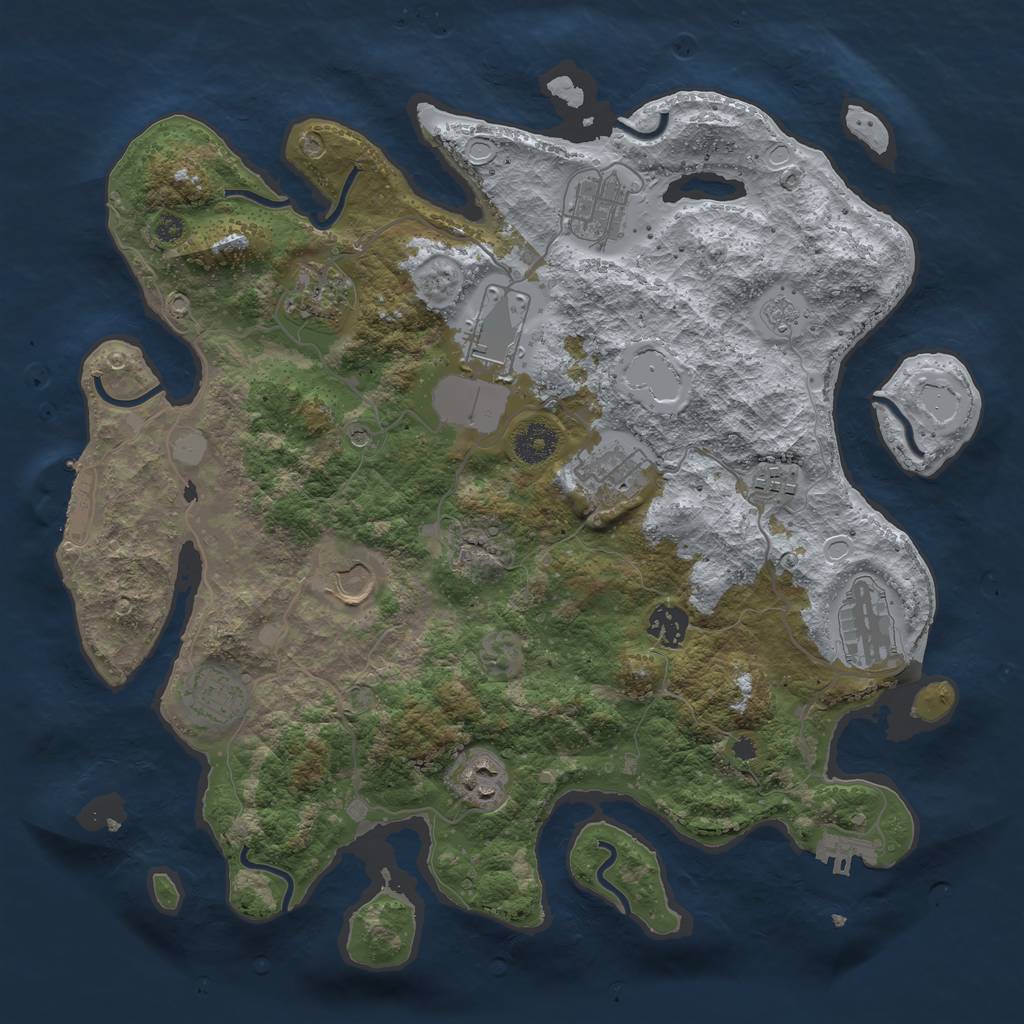Rust Map: Procedural Map, Size: 3700, Seed: 1867853514, 19 Monuments