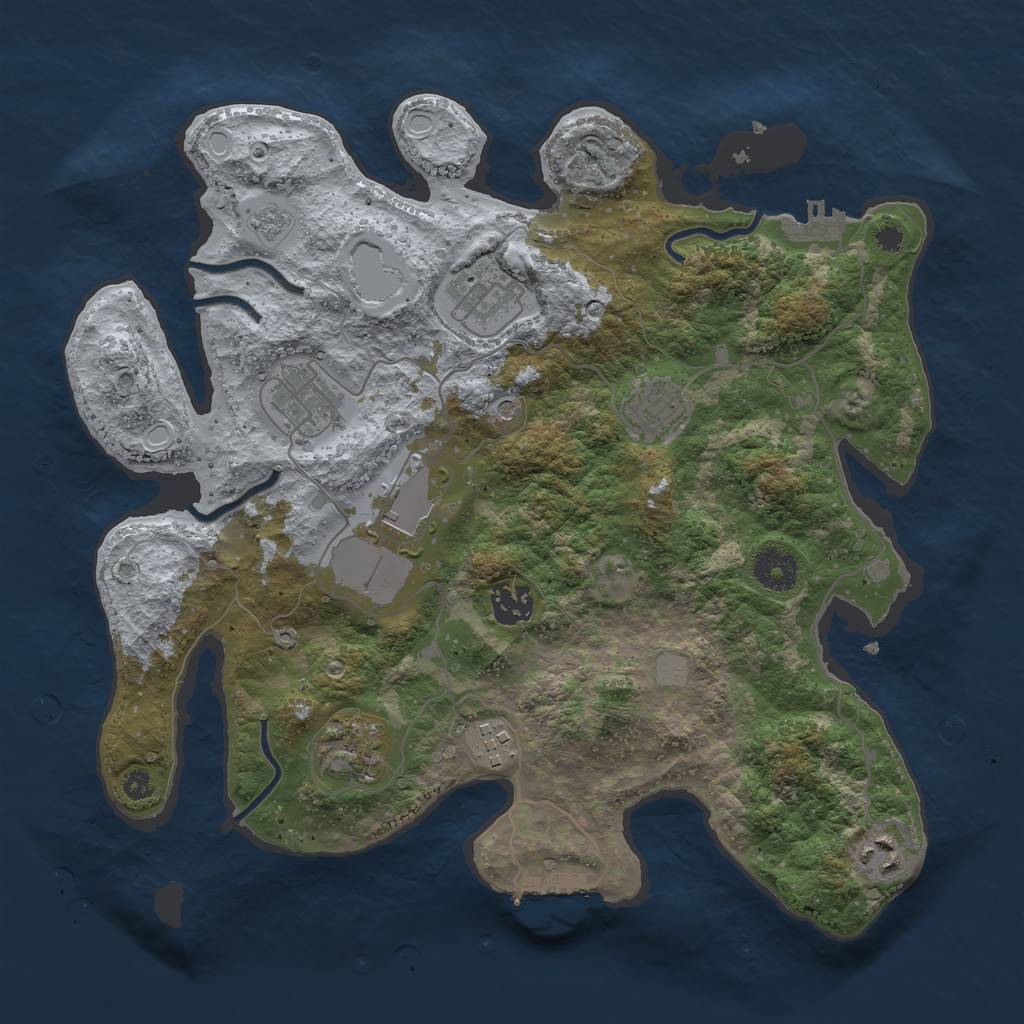 Rust Map: Procedural Map, Size: 3500, Seed: 459159044, 15 Monuments