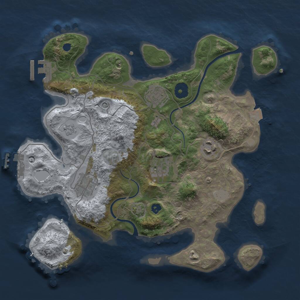 Rust Map: Procedural Map, Size: 3000, Seed: 87579, 10 Monuments