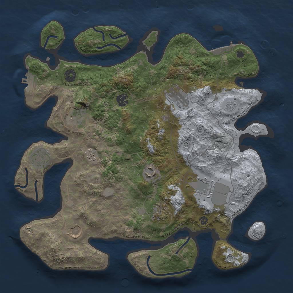 Rust Map: Procedural Map, Size: 3500, Seed: 185754458, 18 Monuments
