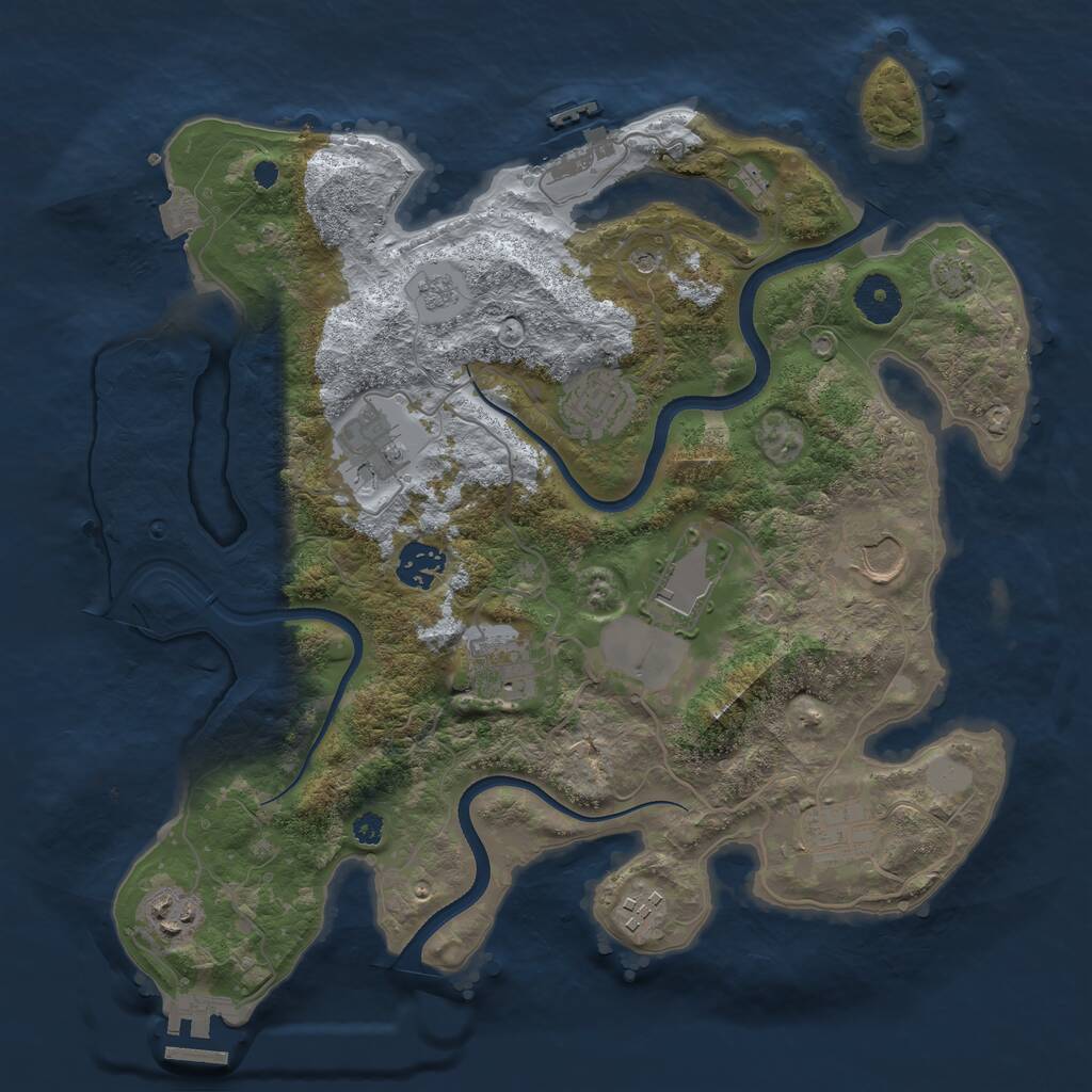 Rust Map: Procedural Map, Size: 3500, Seed: 4412305, 15 Monuments