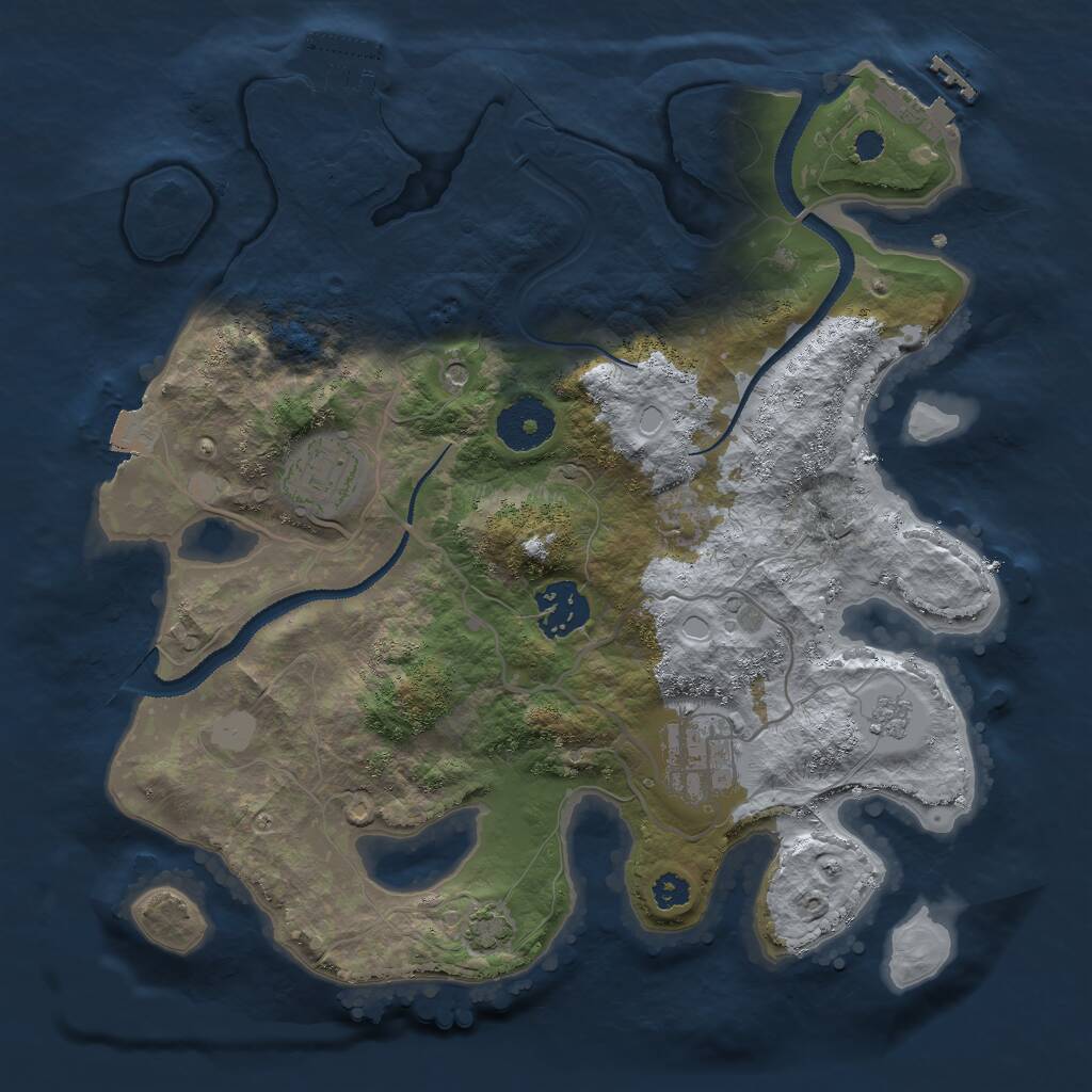 Rust Map: Procedural Map, Size: 3000, Seed: 1125681388, 9 Monuments