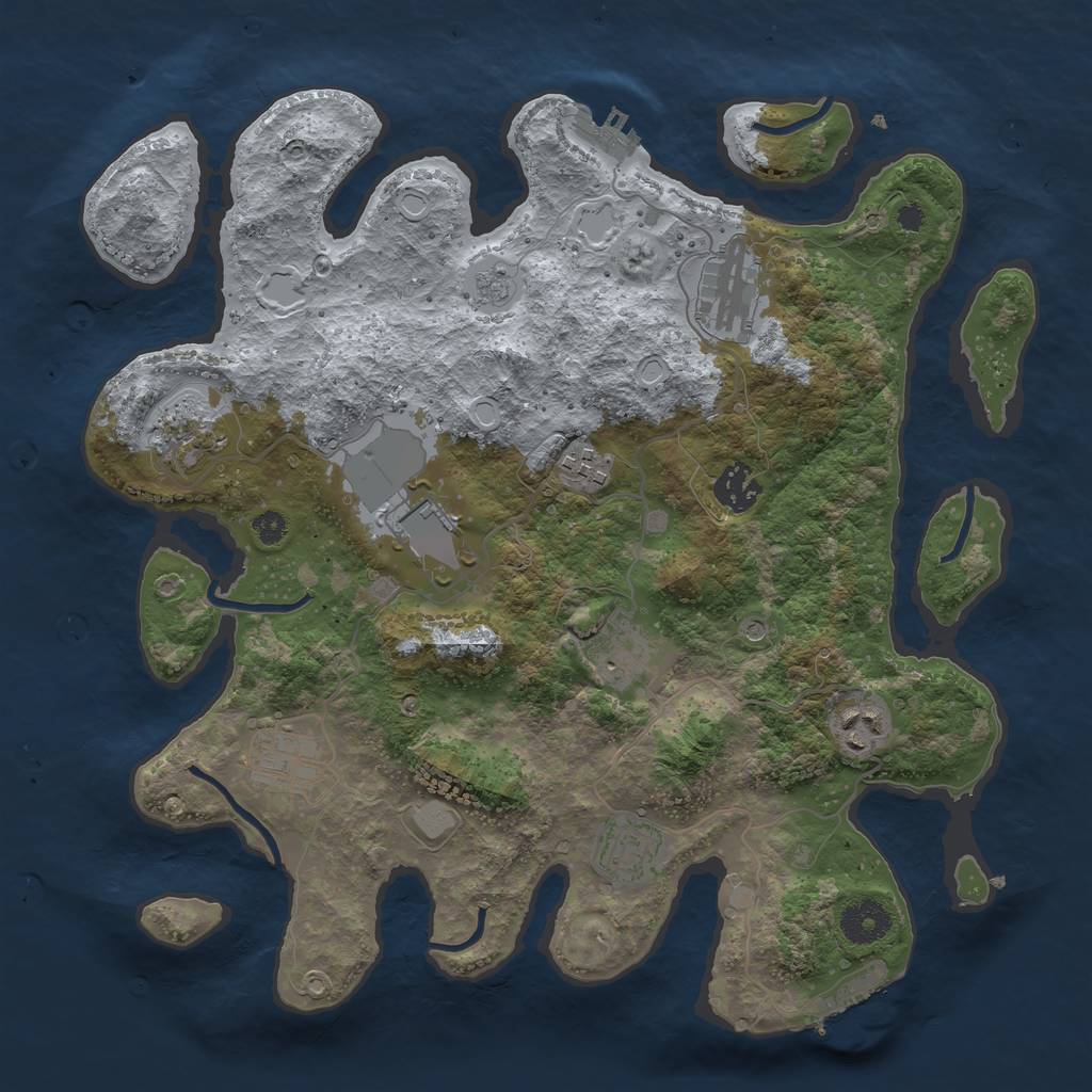 Rust Map: Procedural Map, Size: 3500, Seed: 1410001324, 18 Monuments