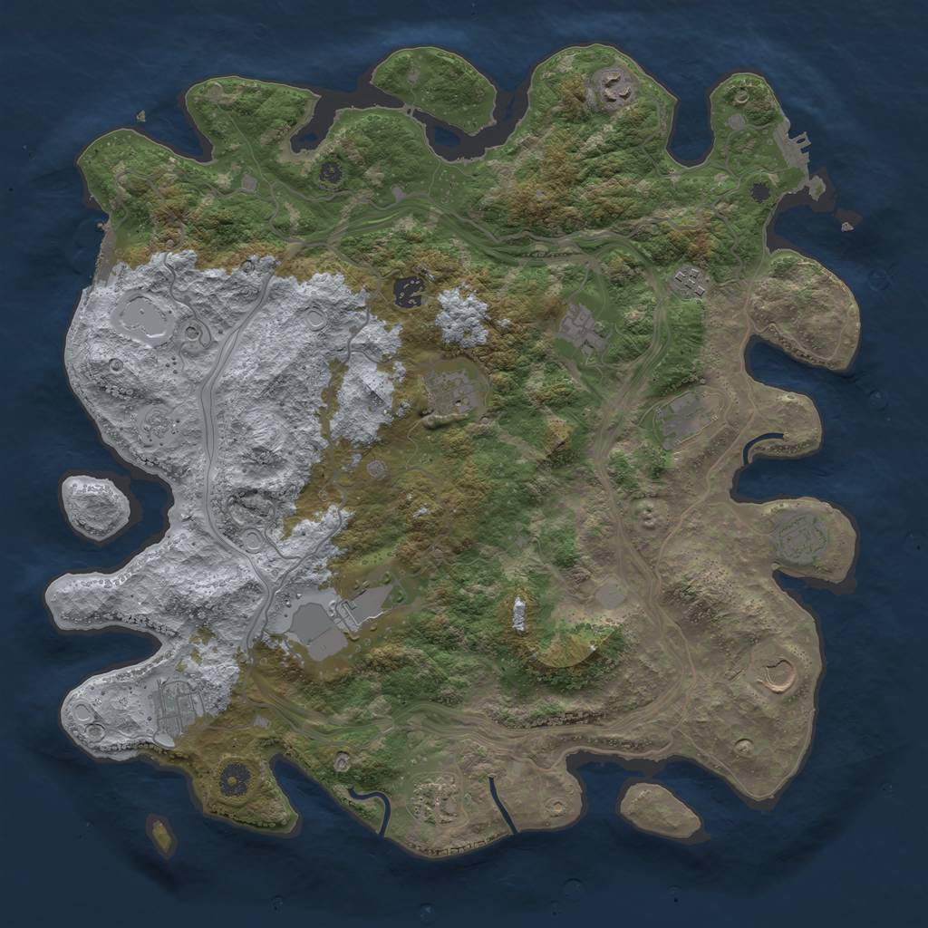 Rust Map: Procedural Map, Size: 4250, Seed: 665284432, 20 Monuments