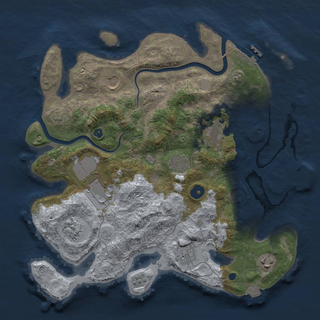 Rust Map: Procedural Map, Size: 3500, Seed: 670218976, 14 Monuments