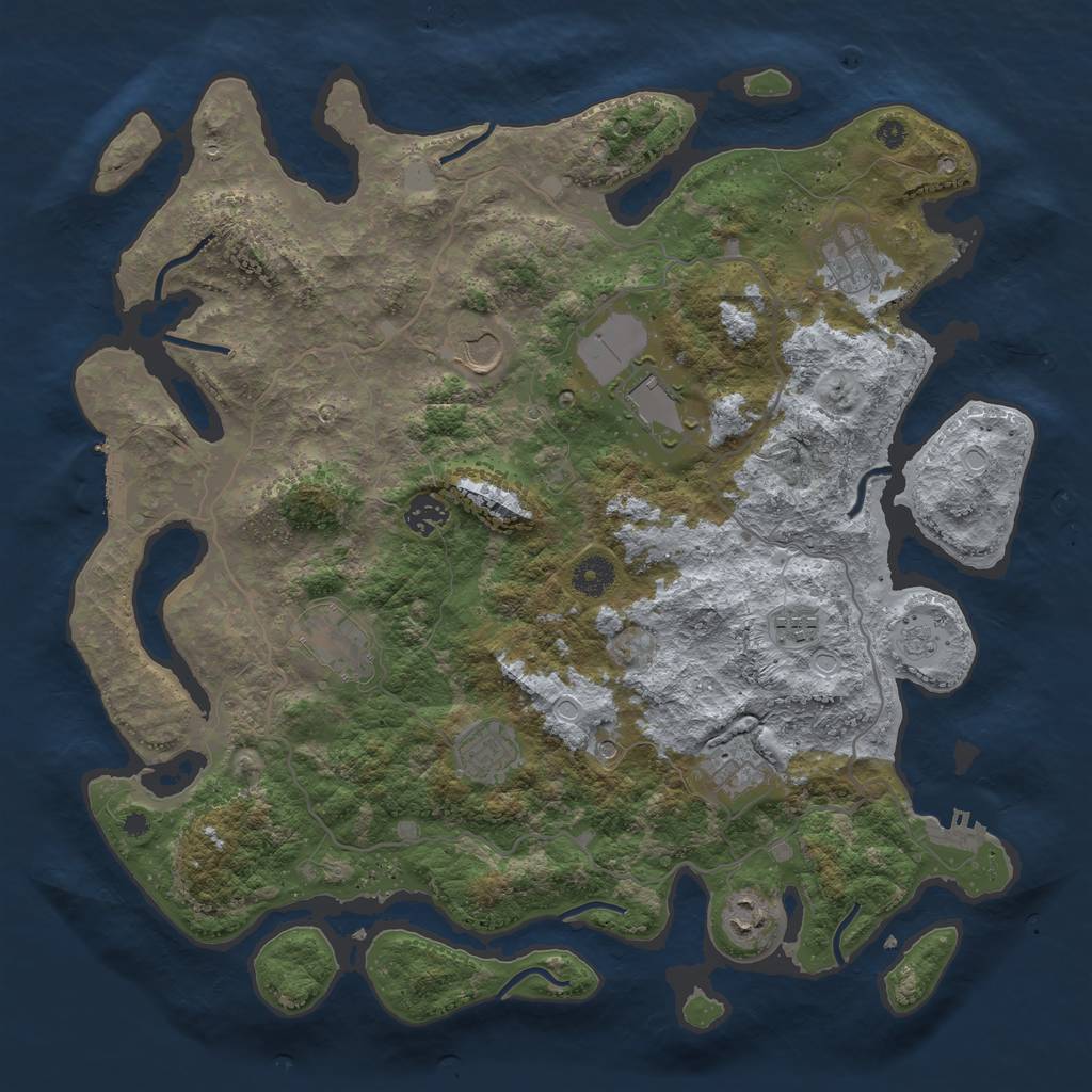 Rust Map: Procedural Map, Size: 4000, Seed: 1882108024, 16 Monuments