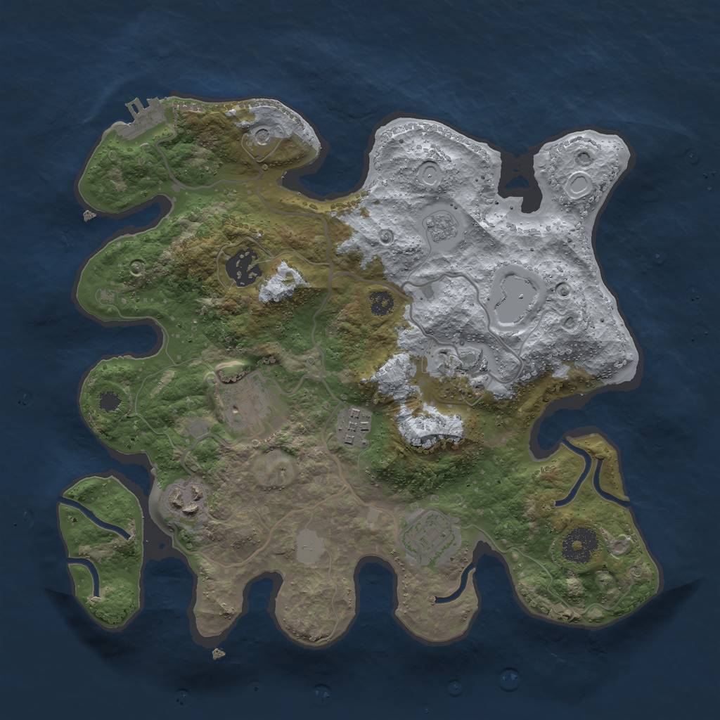 Rust Map: Procedural Map, Size: 3000, Seed: 1008691761, 14 Monuments