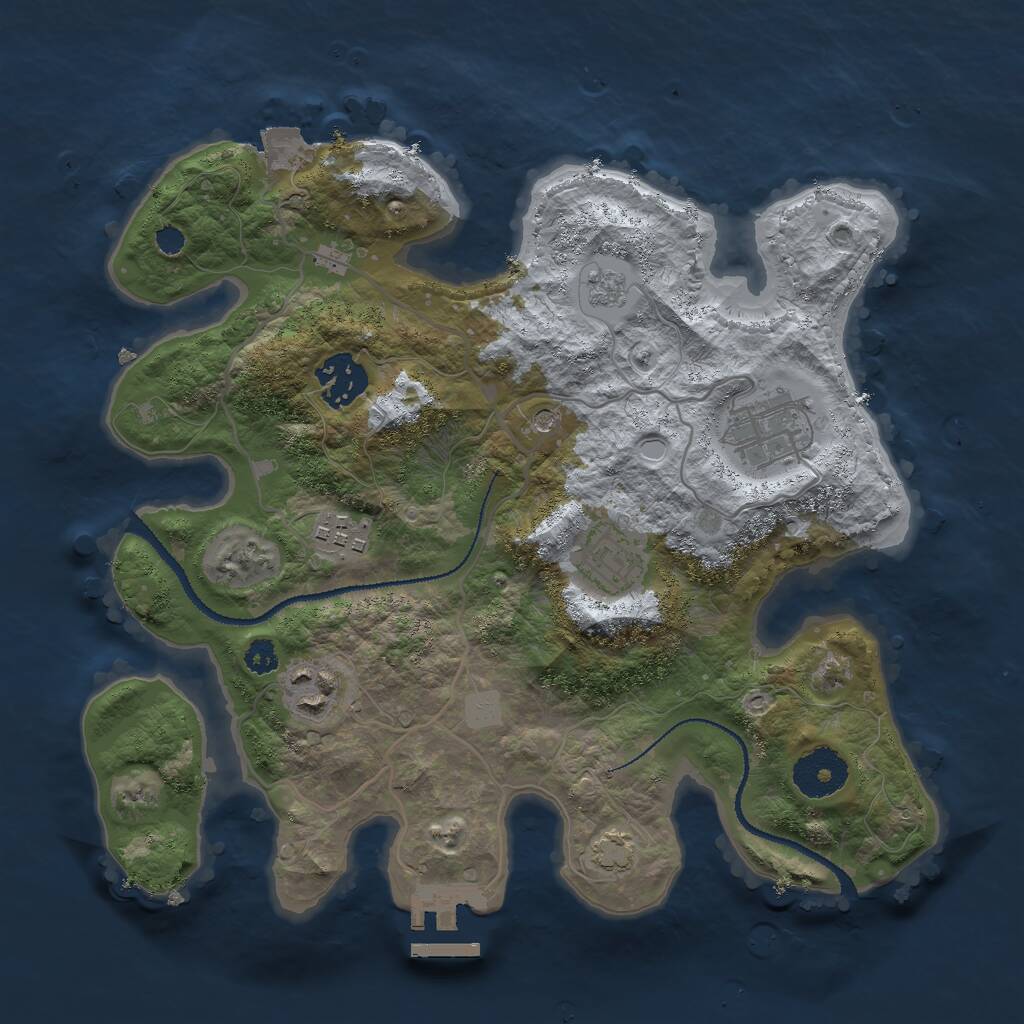 Rust Map: Procedural Map, Size: 3000, Seed: 1008691761, 10 Monuments