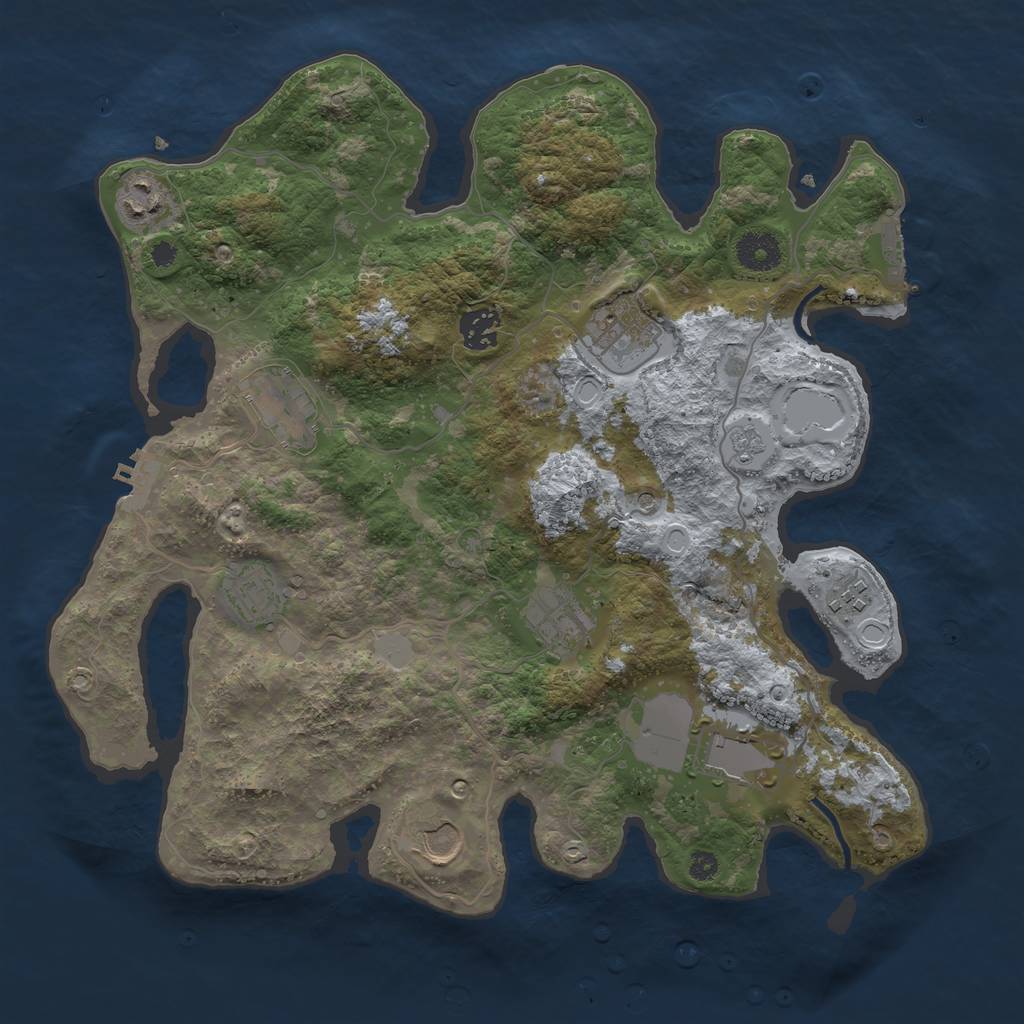Rust Map: Procedural Map, Size: 3600, Seed: 5543121, 18 Monuments