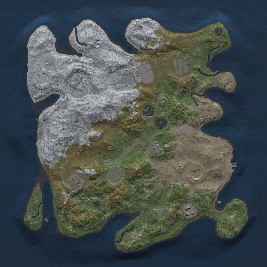 Rust Map: Procedural Map, Size: 3500, Seed: 1427983908, 18 Monuments
