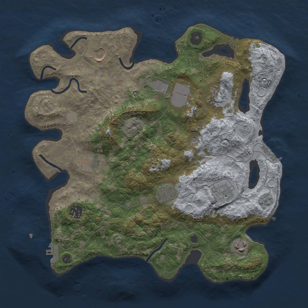 Rust Map: Procedural Map, Size: 3500, Seed: 486552652, 18 Monuments