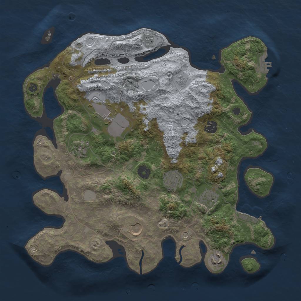 Rust Map: Procedural Map, Size: 3500, Seed: 801799072, 17 Monuments