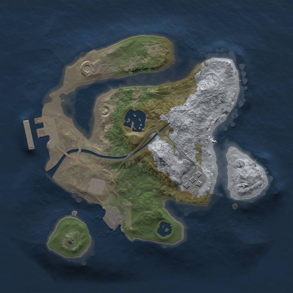 Rust Map: Procedural Map, Size: 2000, Seed: 1295871822, 4 Monuments