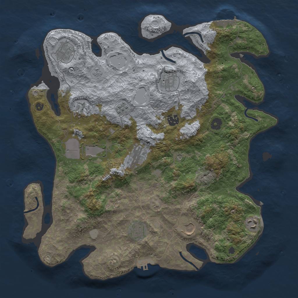 Rust Map: Procedural Map, Size: 3800, Seed: 313131, 19 Monuments