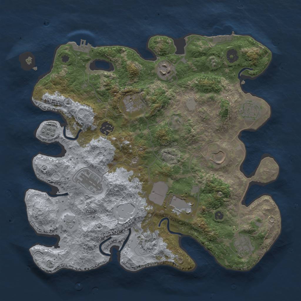 Rust Map: Procedural Map, Size: 3500, Seed: 1085836814, 19 Monuments