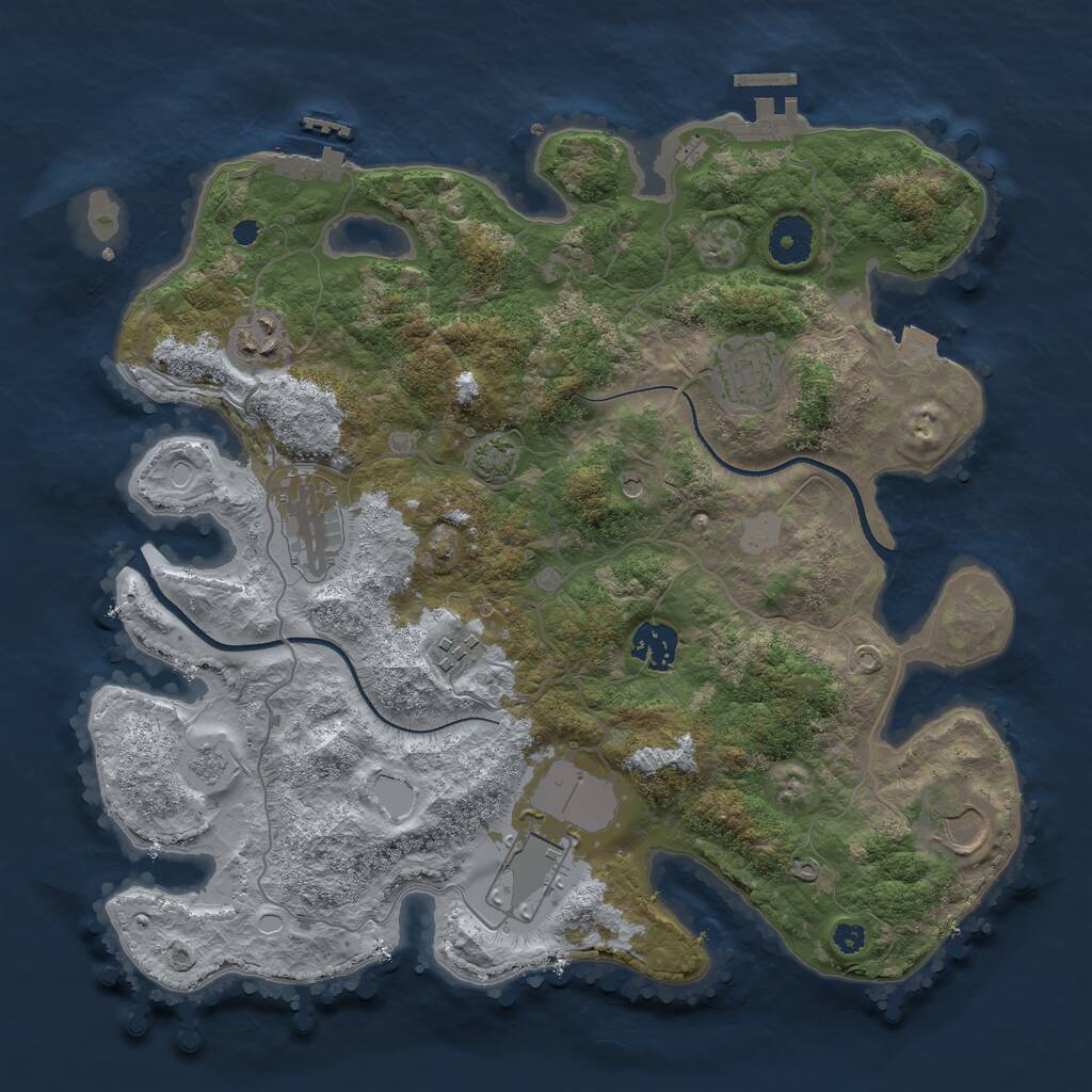Rust Map: Procedural Map, Size: 3500, Seed: 1085836814, 13 Monuments