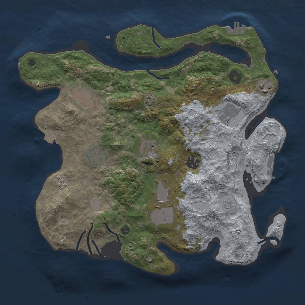 Rust Map: Procedural Map, Size: 3500, Seed: 1614231900, 16 Monuments