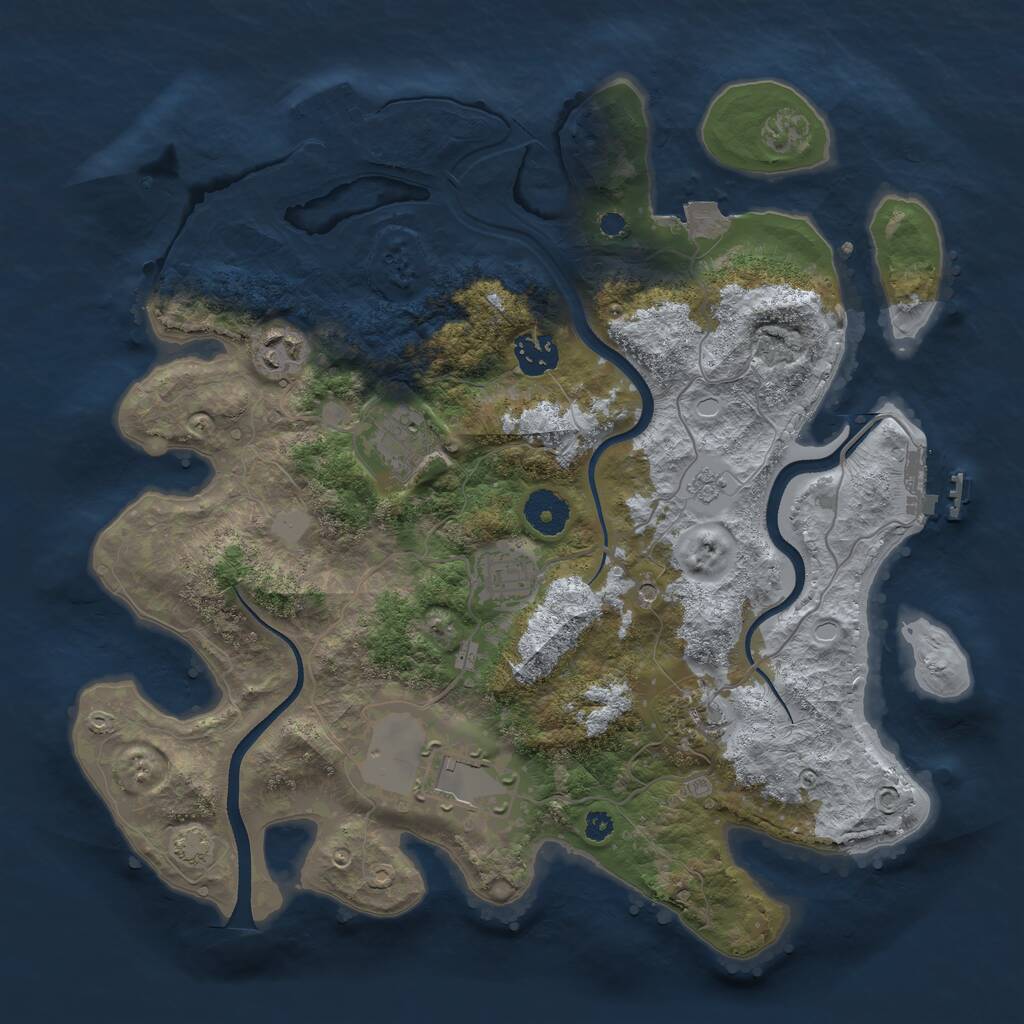Rust Map: Procedural Map, Size: 3500, Seed: 1536712804, 12 Monuments