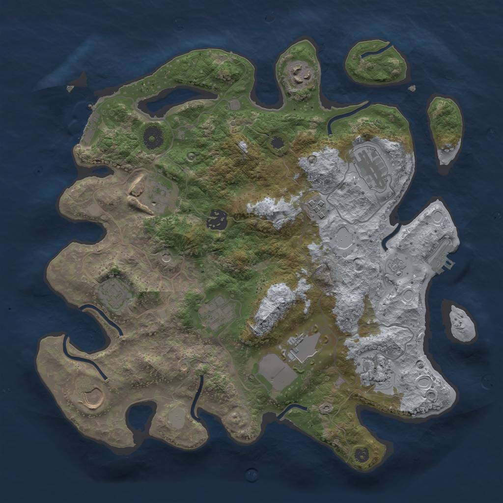 Rust Map: Procedural Map, Size: 3500, Seed: 1536712804, 19 Monuments