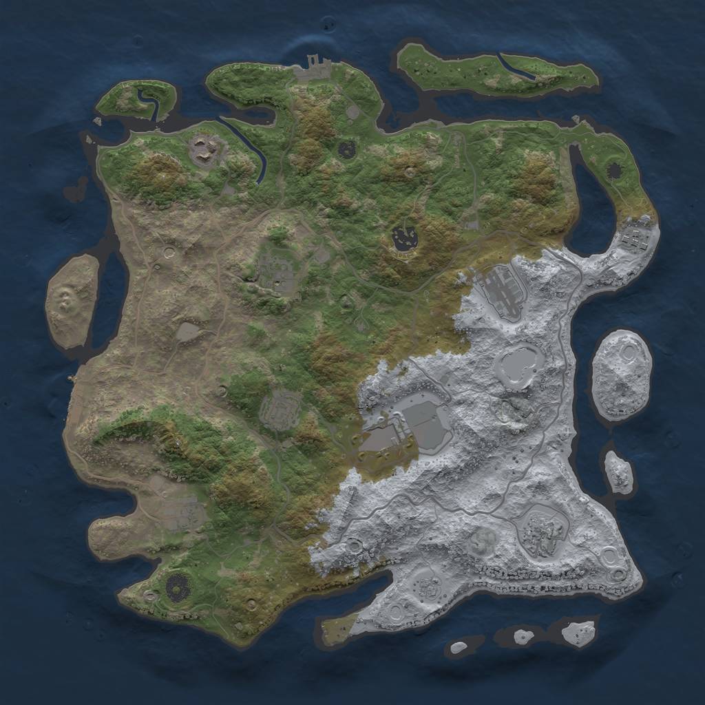 Rust Map: Procedural Map, Size: 4000, Seed: 839833741, 18 Monuments