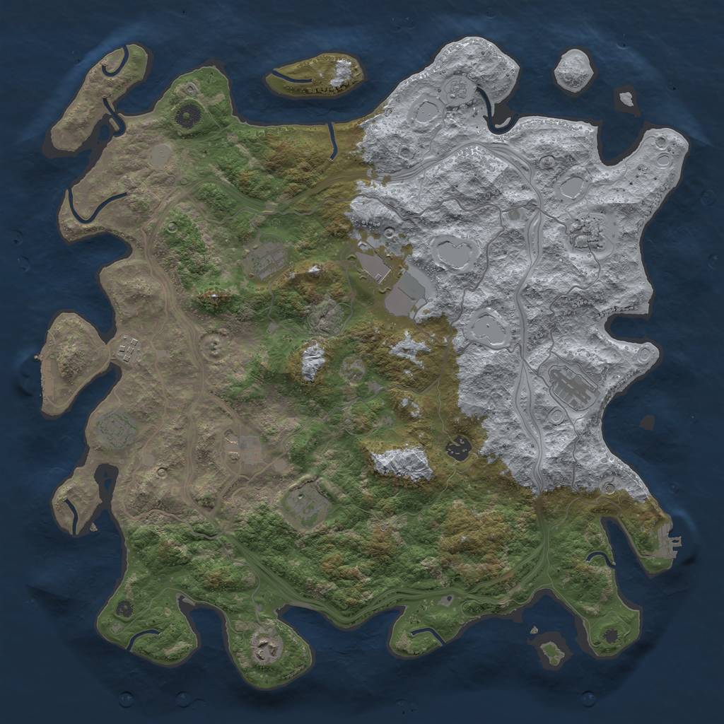 Rust Map: Procedural Map, Size: 4500, Seed: 443741069, 17 Monuments