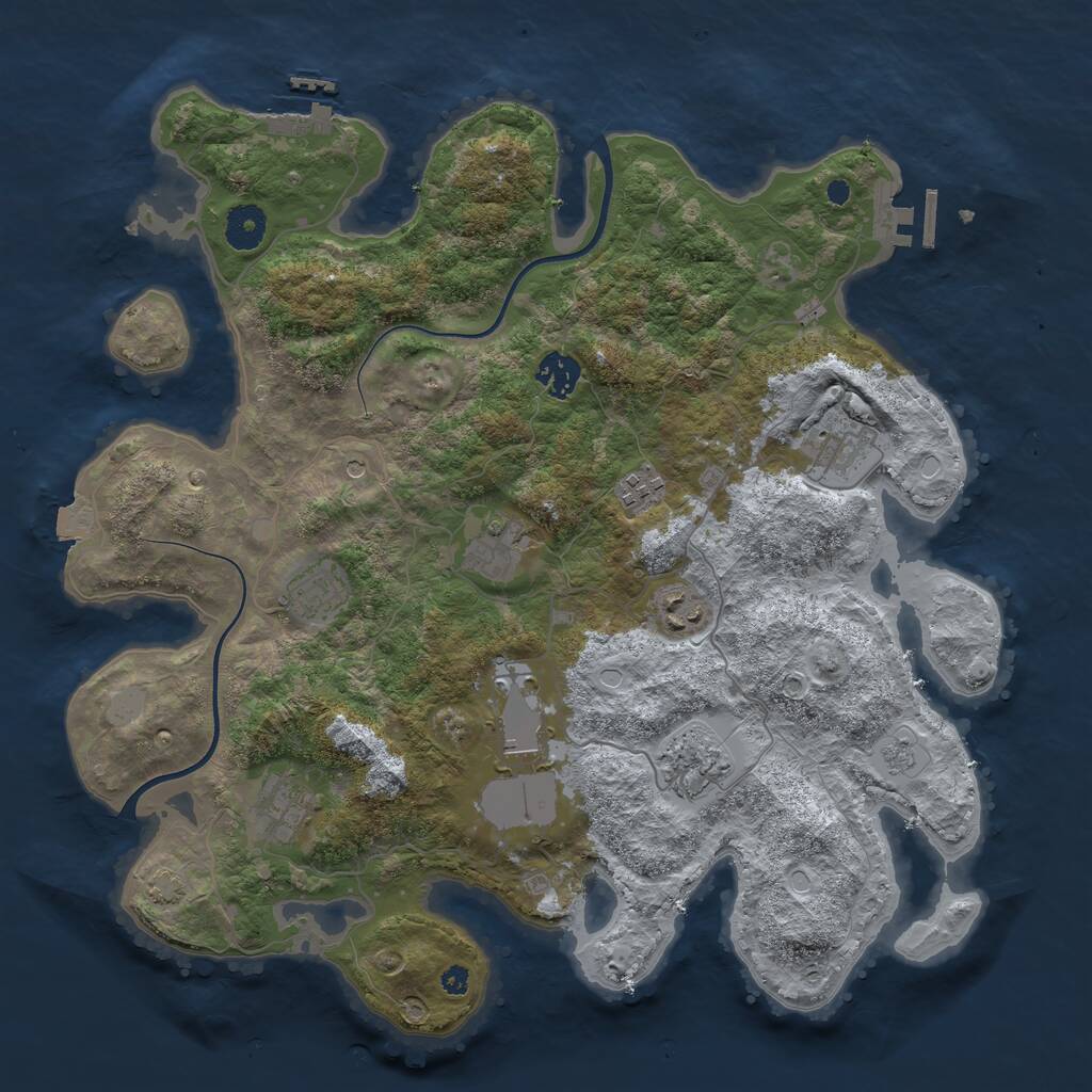 Rust Map: Procedural Map, Size: 3750, Seed: 946015107, 15 Monuments