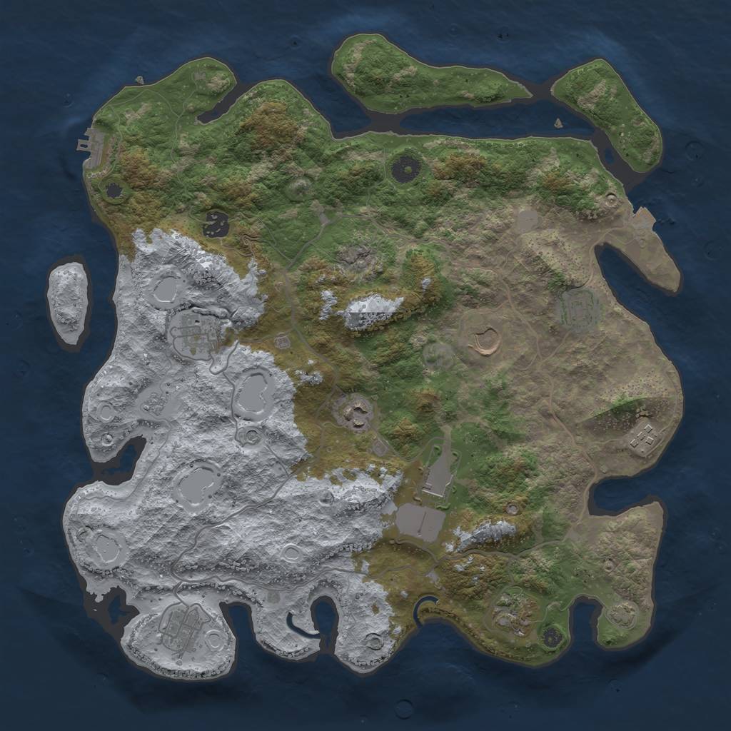 Rust Map: Procedural Map, Size: 4000, Seed: 351145839, 16 Monuments