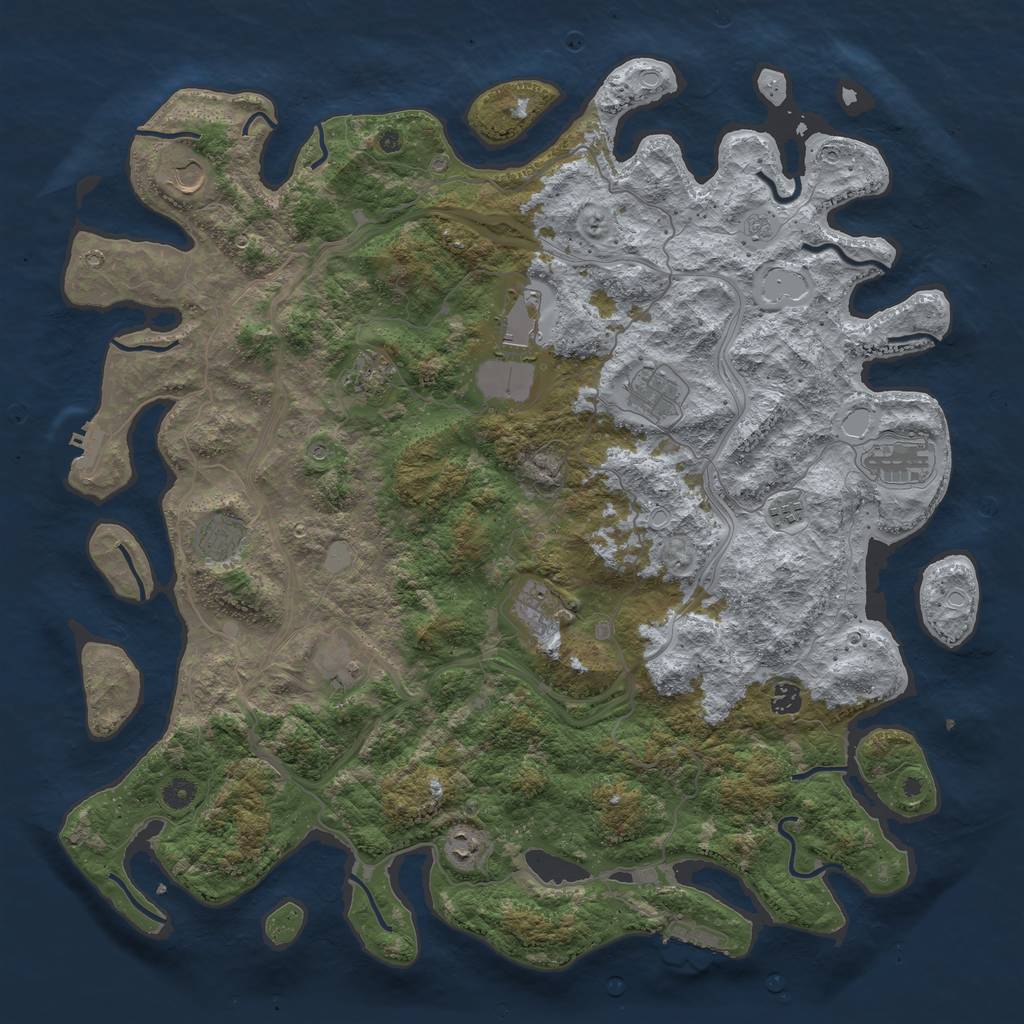 Rust Map: Procedural Map, Size: 4800, Seed: 910075151, 20 Monuments