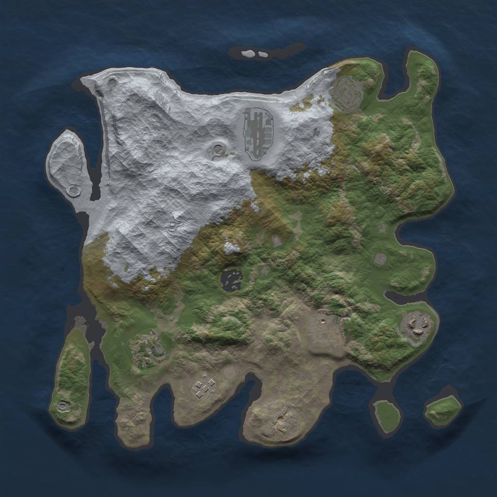 Rust Map: Barren, Size: 3250, Seed: 116, 10 Monuments