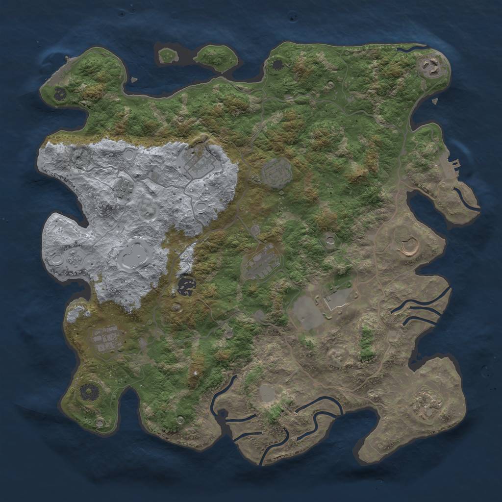 Rust Map: Procedural Map, Size: 4000, Seed: 204056885, 19 Monuments