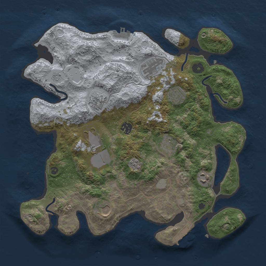 Rust Map: Procedural Map, Size: 3500, Seed: 86814876, 17 Monuments