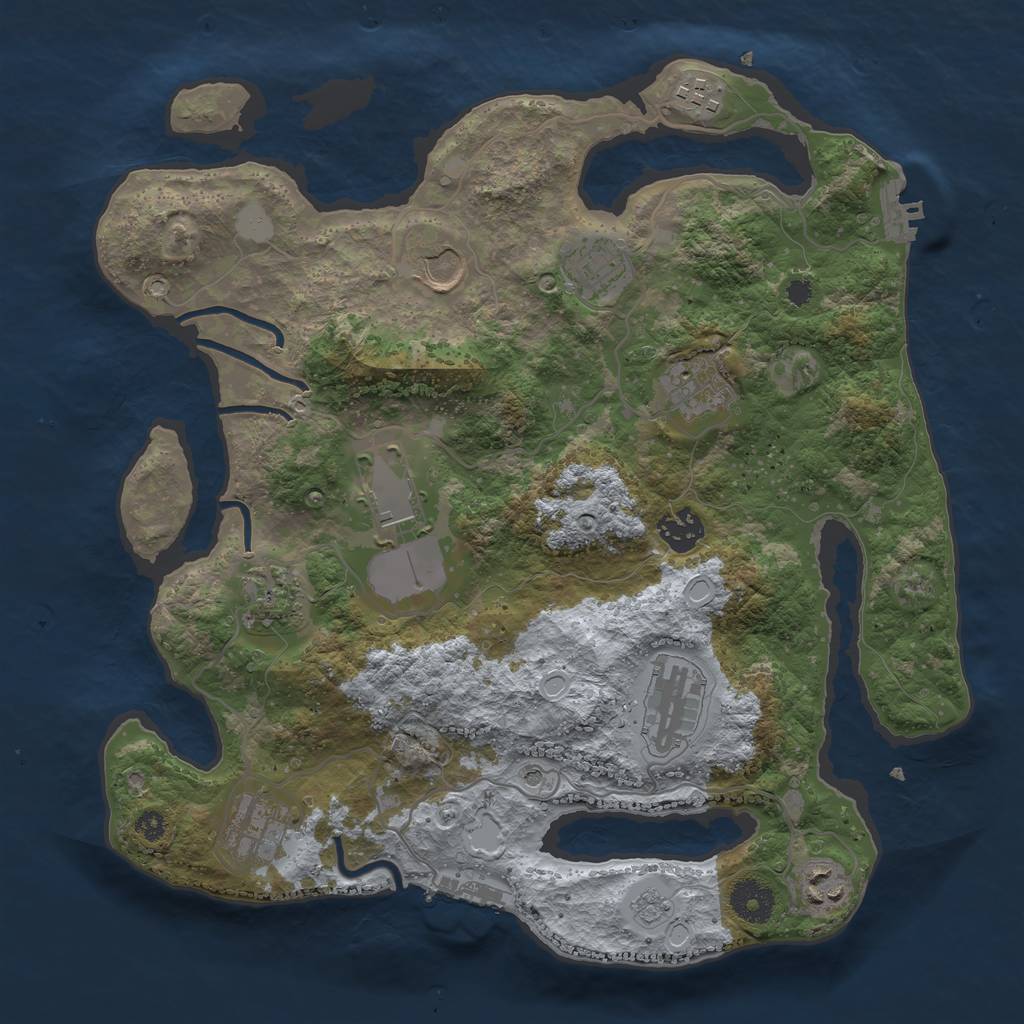 Rust Map: Procedural Map, Size: 3500, Seed: 16994911, 19 Monuments