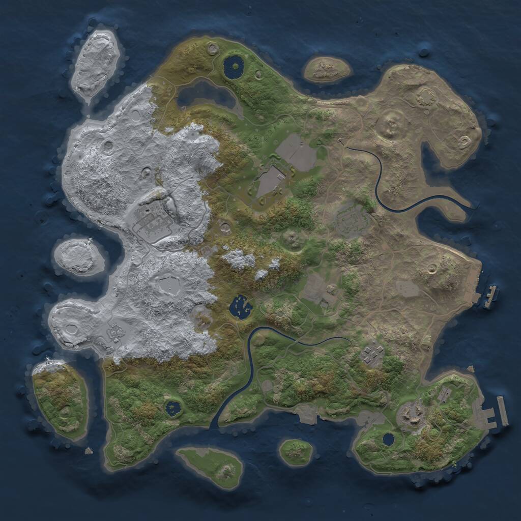 Rust Map: Procedural Map, Size: 3500, Seed: 33145416, 13 Monuments