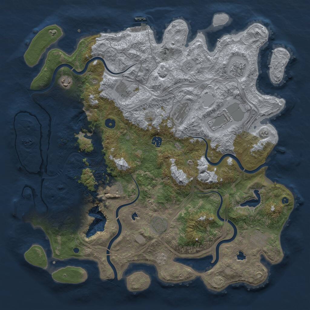 Rust Map: Procedural Map, Size: 4500, Seed: 636309534, 16 Monuments