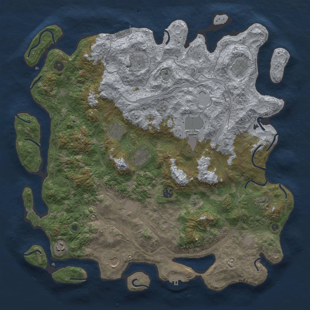 Rust Map: Procedural Map, Size: 4500, Seed: 636309534, 20 Monuments
