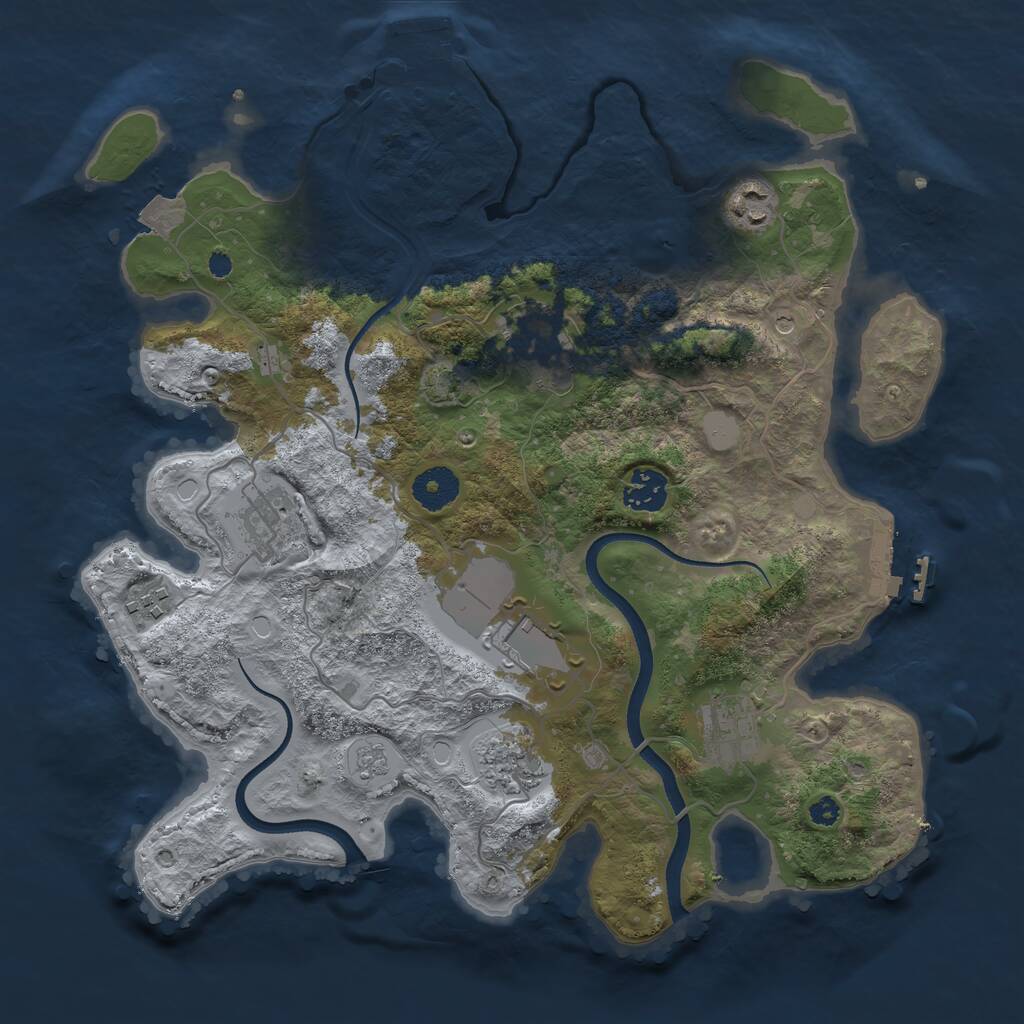 Rust Map: Procedural Map, Size: 3500, Seed: 67371229, 14 Monuments