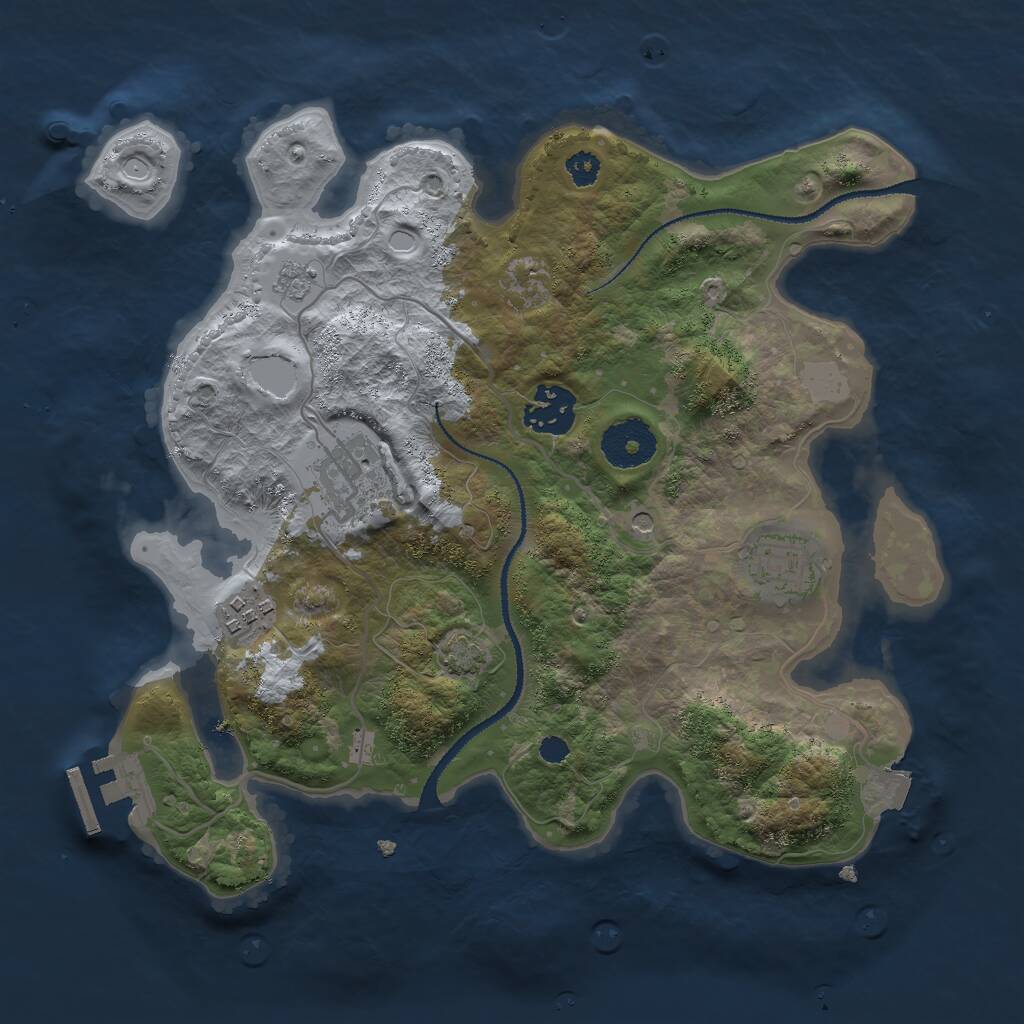 Rust Map: Procedural Map, Size: 3000, Seed: 1224299921, 9 Monuments