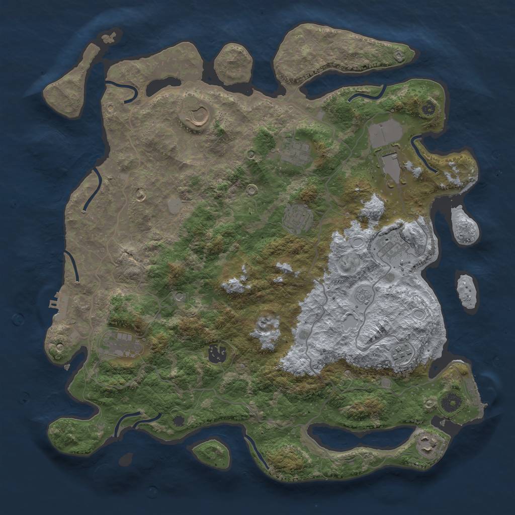 Rust Map: Procedural Map, Size: 4000, Seed: 316660186, 18 Monuments
