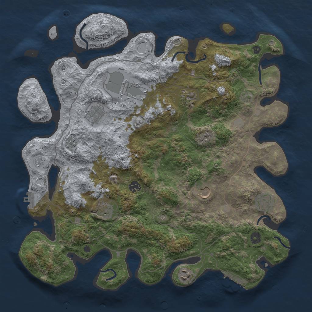 Rust Map: Procedural Map, Size: 4000, Seed: 2104822248, 18 Monuments