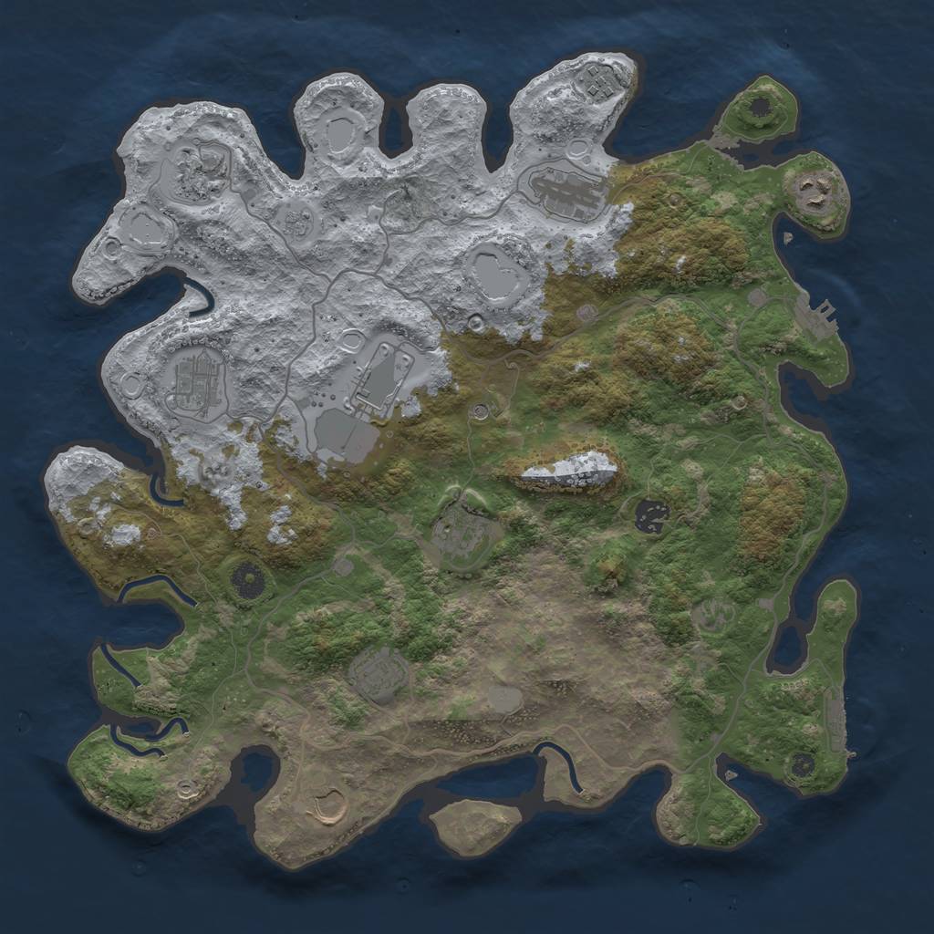 Rust Map: Procedural Map, Size: 4000, Seed: 678194479, 19 Monuments