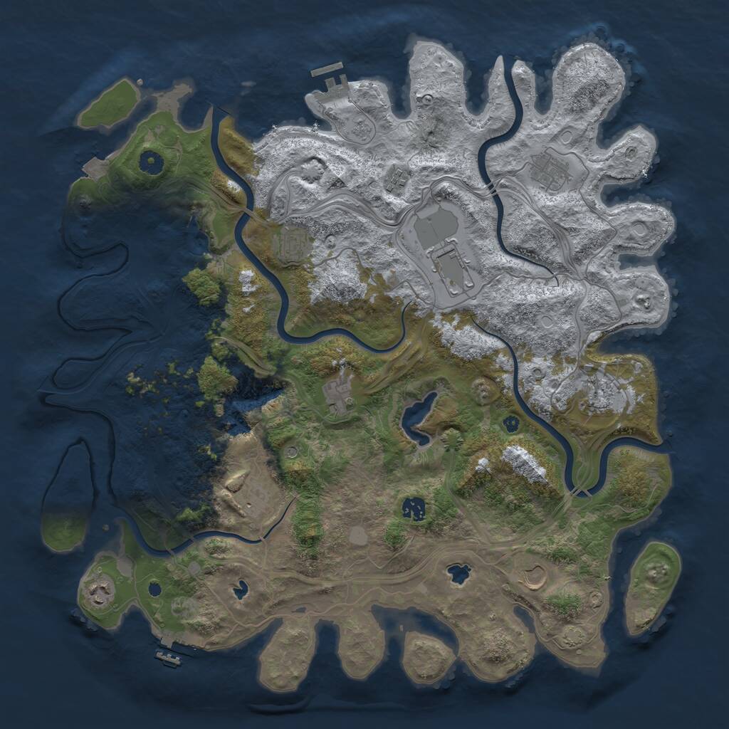 Rust Map: Procedural Map, Size: 4500, Seed: 1951741805, 16 Monuments