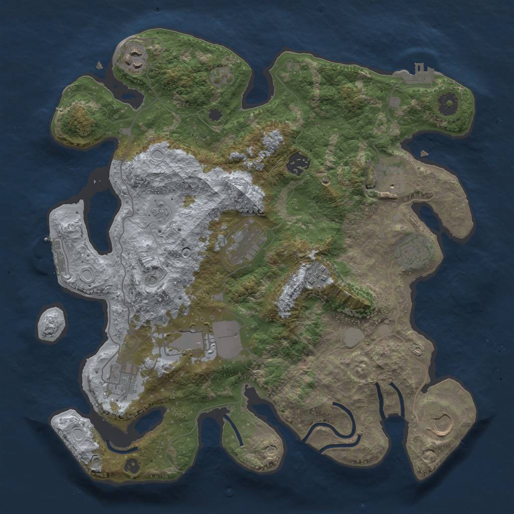 Rust Map: Procedural Map, Size: 3500, Seed: 599703632, 18 Monuments