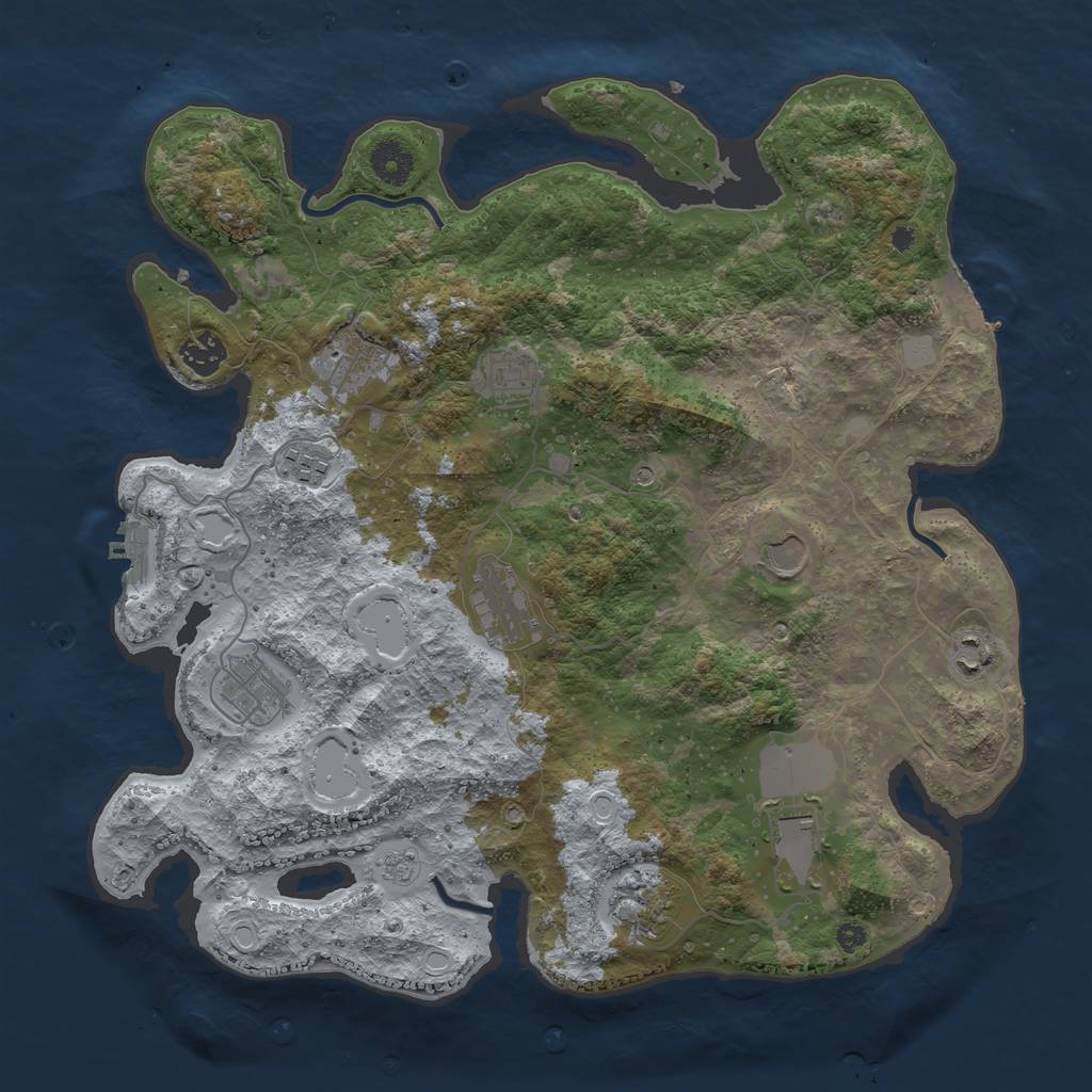 Rust Map: Procedural Map, Size: 3800, Seed: 55012444, 19 Monuments
