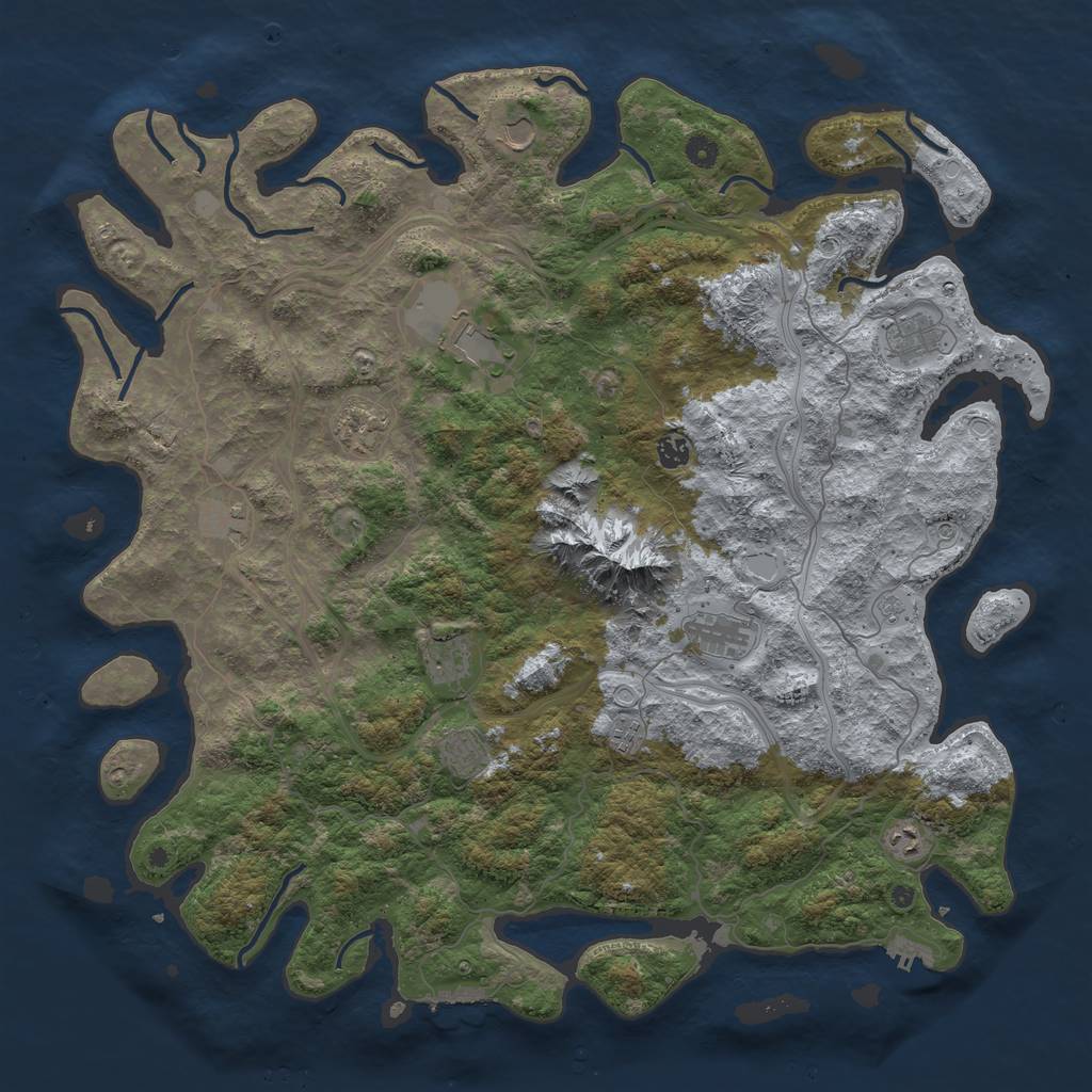 Rust Map: Procedural Map, Size: 5000, Seed: 127, 20 Monuments