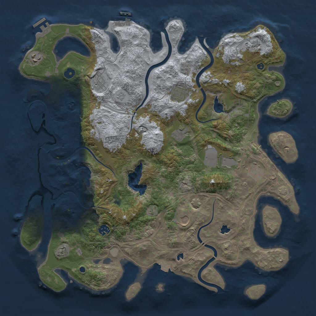 Rust Map: Procedural Map, Size: 4500, Seed: 2011984214, 16 Monuments
