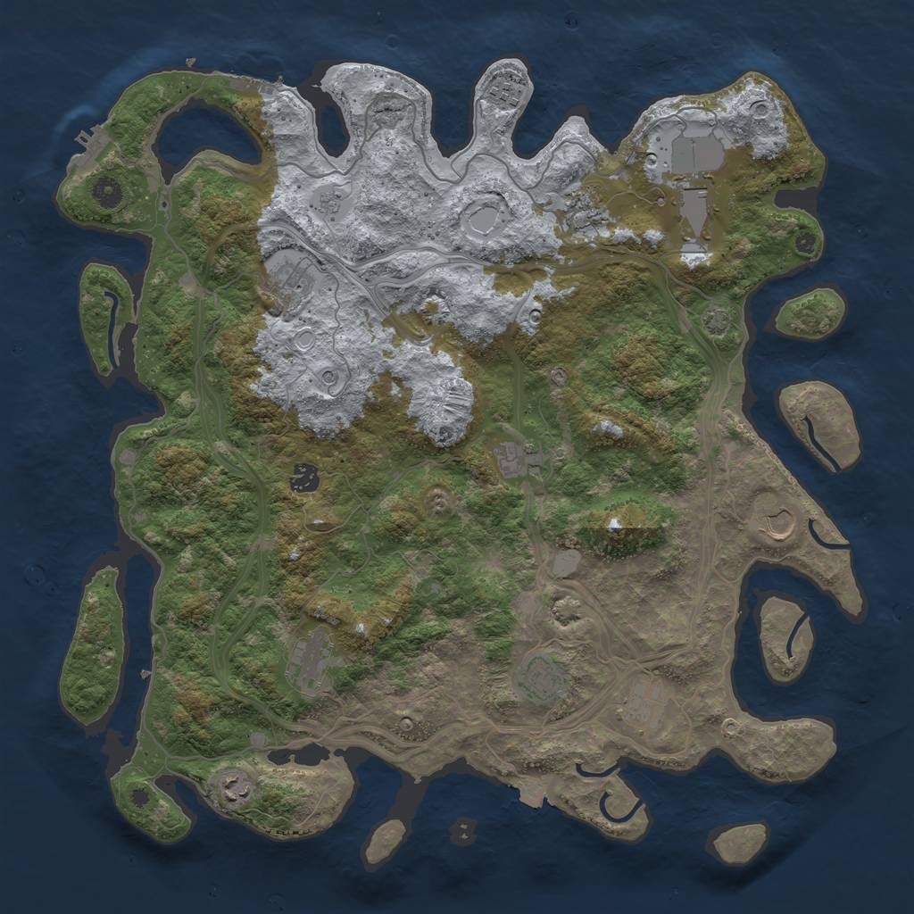 Rust Map: Procedural Map, Size: 4500, Seed: 2011984214, 19 Monuments