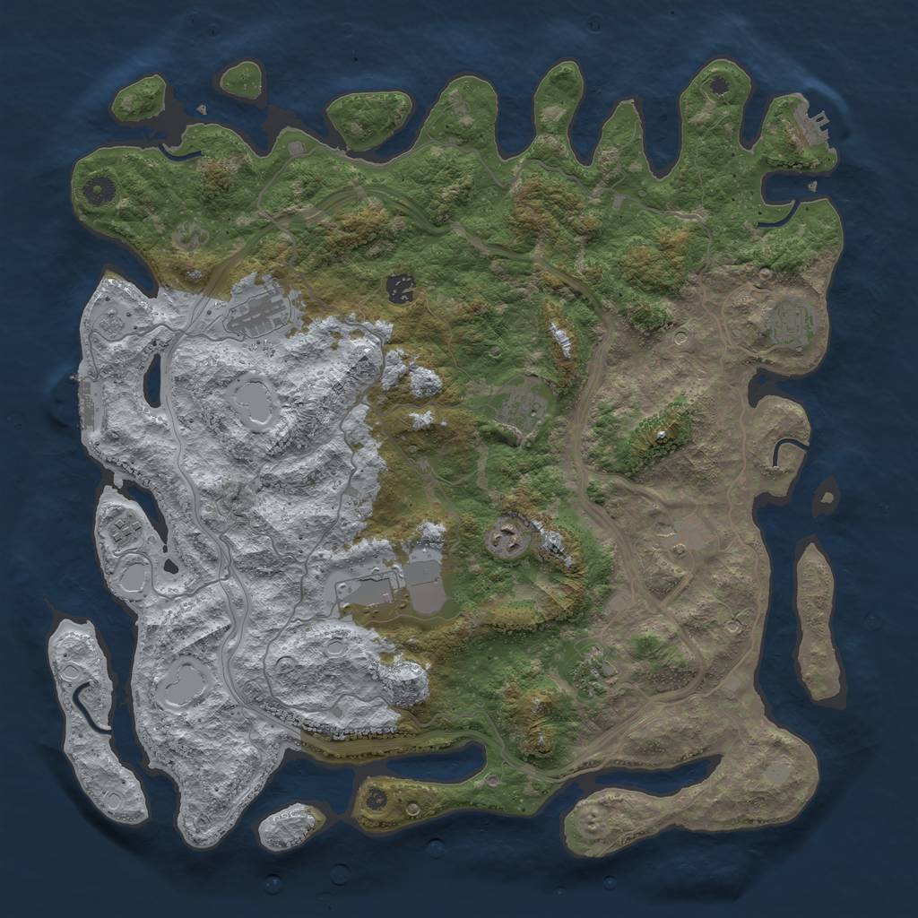 Rust Map: Procedural Map, Size: 4500, Seed: 1861777260, 18 Monuments